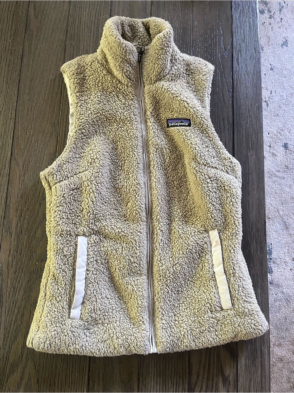 Patagonia Cream Sherpa Vest with White Trim